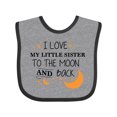 thumbnail image 1 of Inktastic I Love My Little Sister To The Moon and Back Boys or Girls Baby Bib, 1 of 4