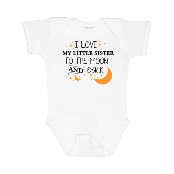 Inktastic I Love My Little Sister to the Moon and Back Boys or Girls Baby Bodysuit