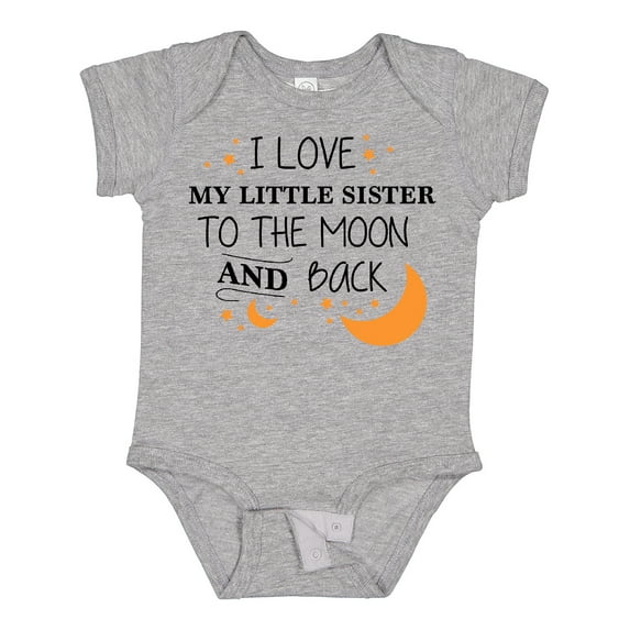 Inktastic I Love My Little Sister to the Moon and Back Boys or Girls Baby Bodysuit