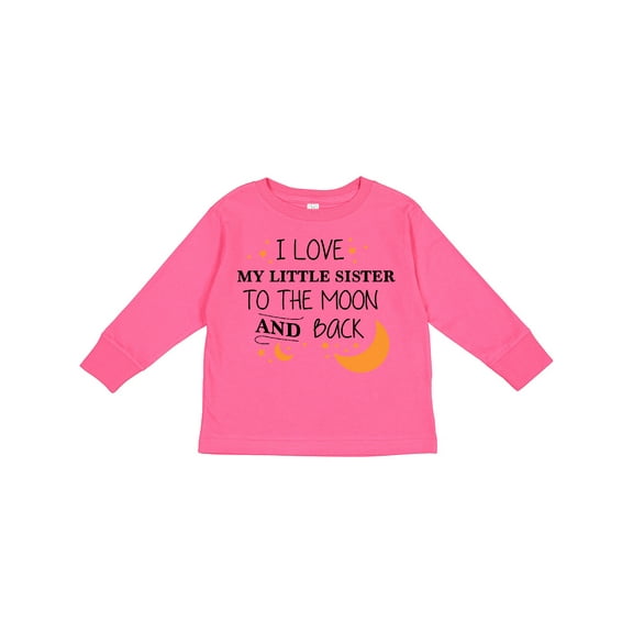 Inktastic I Love My Little Sister to the Moon and Back Boys or Girls Long Sleeve Toddler T-Shirt