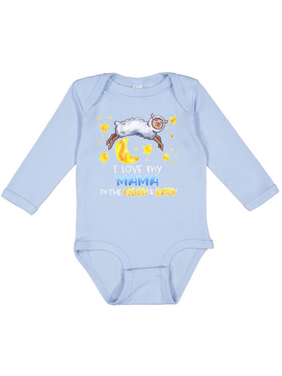 I Love My Mama to the Moon and Back Cute Sheep Boys or Girls Long Sleeve Baby Bodysuit