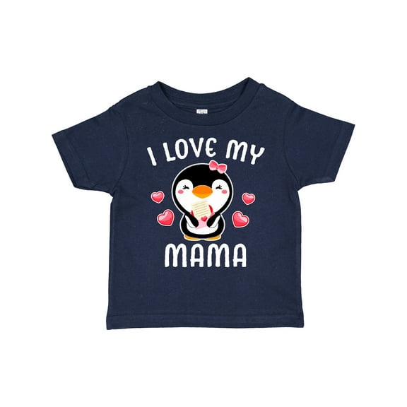 Inktastic I Love My Mama with Cute Penguin and Hearts Girls Toddler T-Shirt