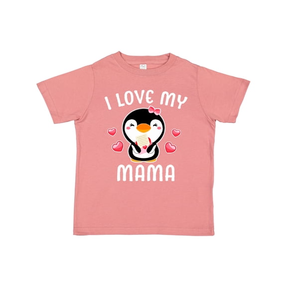 Inktastic I Love My Mama with Cute Penguin and Hearts Girls Toddler T-Shirt
