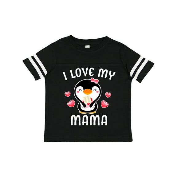 Inktastic I Love My Mama with Cute Penguin and Hearts Girls Toddler T-Shirt
