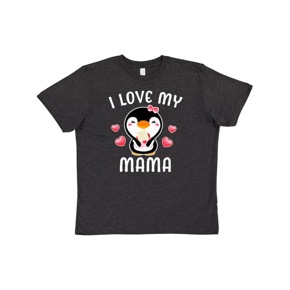 Inktastic I Love My Mama with Cute Penguin and Hearts Youth T-Shirt