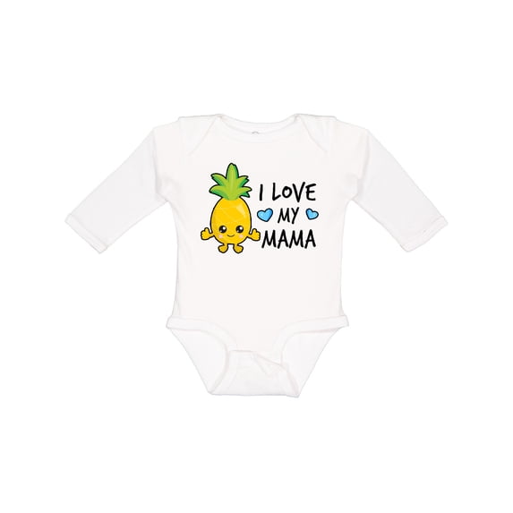 Inktastic I Love My Mama with Pineapple Boys Long Sleeve Baby Bodysuit