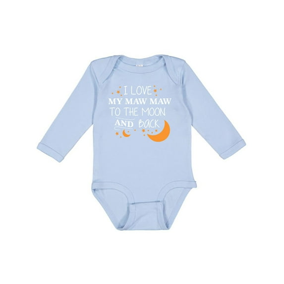 Inktastic I Love My Maw Maw To The Moon and Back Boys or Girls Long Sleeve Baby Bodysuit