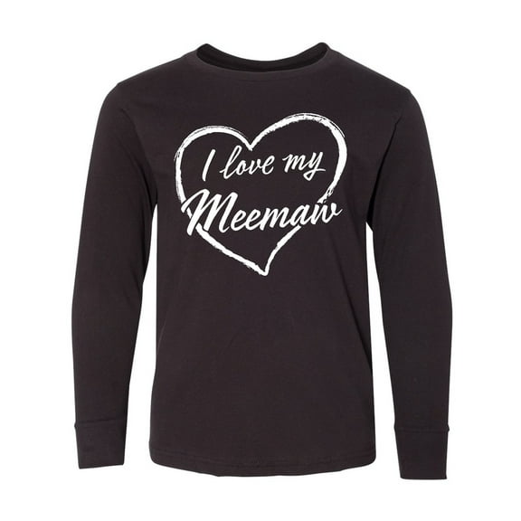 Inktastic I Love My Meemaw in White Chalk Heart Long Sleeve Youth T-Shirt