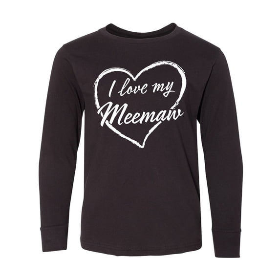 Inktastic I Love My Meemaw in White Chalk Heart Long Sleeve Youth T-Shirt