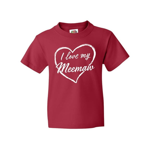 Inktastic I Love My Meemaw in White Chalk Heart Youth T-Shirt