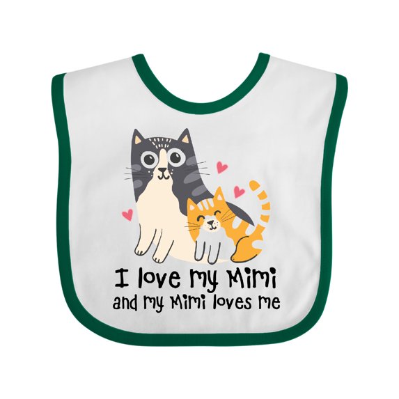 Inktastic I Love My Mimi Loves Me Cat Boys or Girls Baby Bib