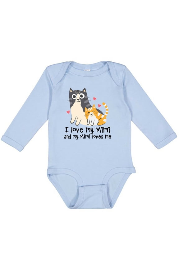 I Love My Mimi Loves Me Cat Boys or Girls Long Sleeve Baby Bodysuit