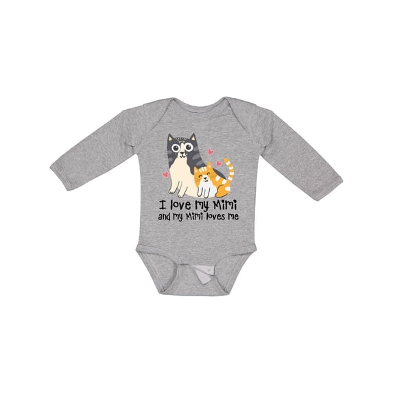 Inktastic I Love My Mimi Loves Me Cat Boys or Girls Long Sleeve Baby Bodysuit