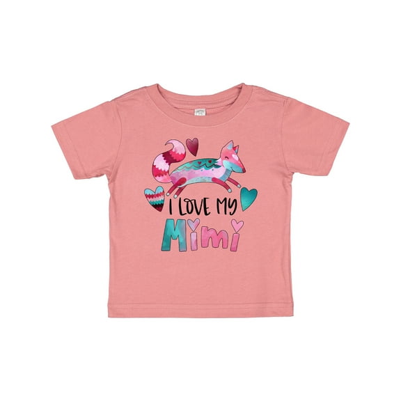 Inktastic I Love My Mimi Pink and Blue Fox with Hearts Boys or Girls Baby T-Shirt