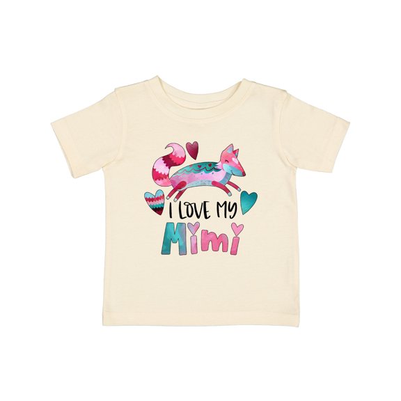 Inktastic I Love My Mimi Pink and Blue Fox with Hearts Boys or Girls Baby T-Shirt