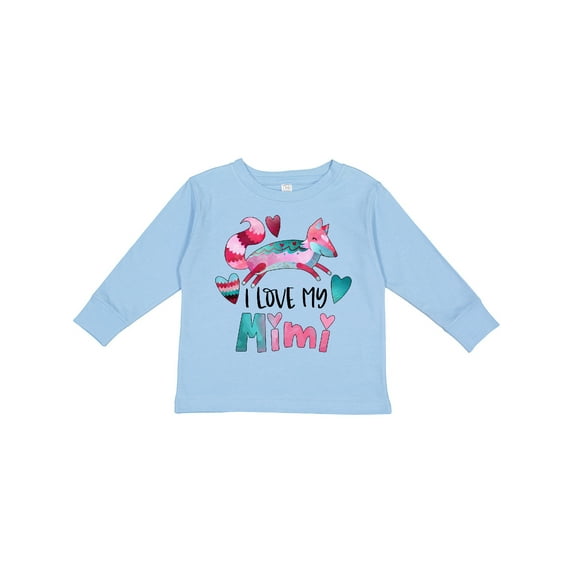 Inktastic I Love My Mimi Pink and Blue Fox with Hearts Boys or Girls Long Sleeve Toddler T-Shirt
