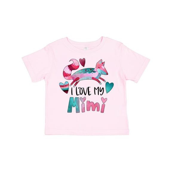 Inktastic I Love My Mimi Pink and Blue Fox with Hearts Boys or Girls Toddler T-Shirt