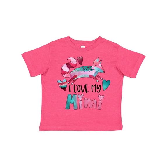 Inktastic I Love My Mimi Pink and Blue Fox with Hearts Boys or Girls Toddler T-Shirt