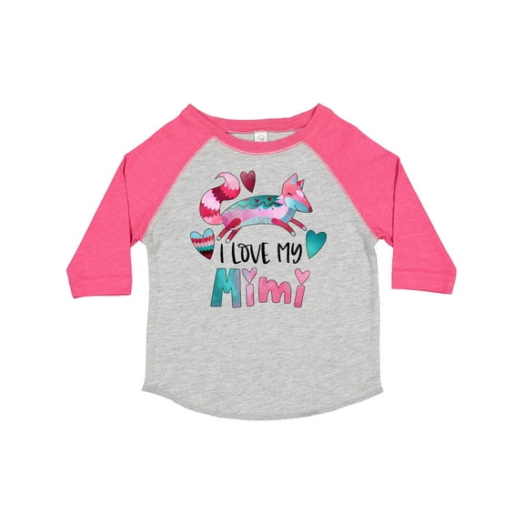 Inktastic I Love My Mimi Pink and Blue Fox with Hearts Boys or Girls Toddler T-Shirt