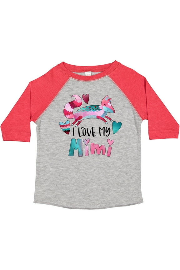 I Love My Mimi Pink and Blue Fox with Hearts Boys or Girls Toddler T-Shirt
