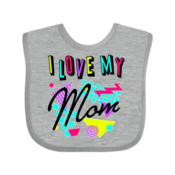 Inktastic I Love My Mom 80s Retro Style Boys or Girls Baby Bib