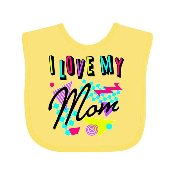 Inktastic I Love My Mom 80s Retro Style Boys or Girls Baby Bib
