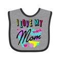 thumbnail image 1 of Inktastic I Love My Mom 80s Retro Style Boys or Girls Baby Bib, 1 of 4