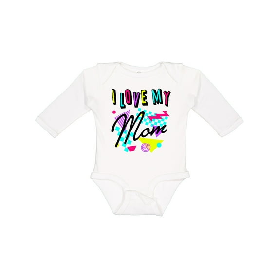 Inktastic I Love My Mom 80s Retro Style Boys or Girls Long Sleeve Baby Bodysuit