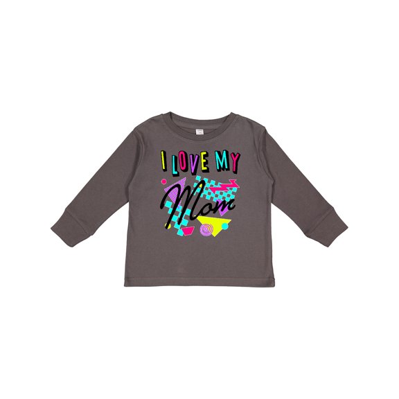 Inktastic I Love My Mom 80s Retro Style Boys or Girls Long Sleeve Toddler T-Shirt