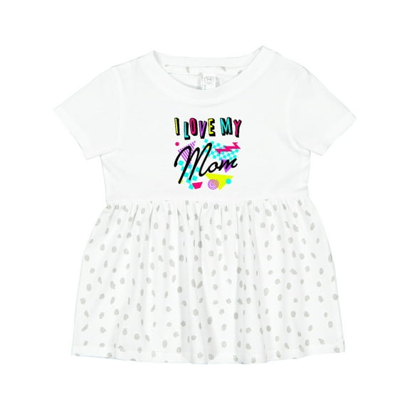 Inktastic I Love My Mom 80s Retro Style Girls Baby Dress