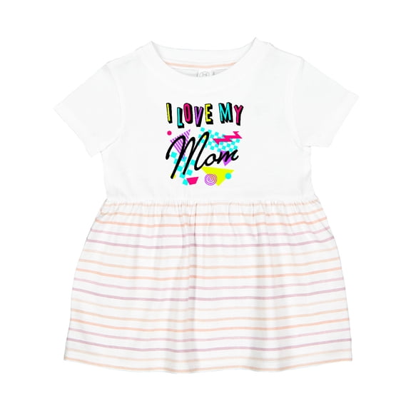 Inktastic I Love My Mom 80s Retro Style Girls Baby Dress