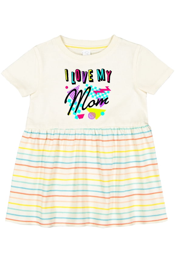 I Love My Mom 80s Retro Style Girls Baby Dress