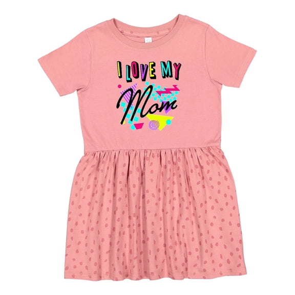 Inktastic I Love My Mom 80s Retro Style Girls Toddler Dress