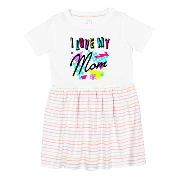 Inktastic I Love My Mom 80s Retro Style Girls Toddler Dress