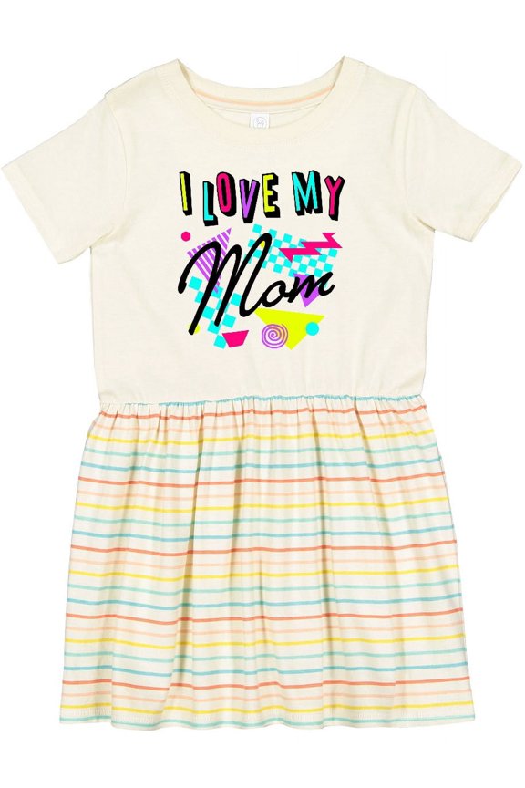 I Love My Mom 80s Retro Style Girls Toddler Dress