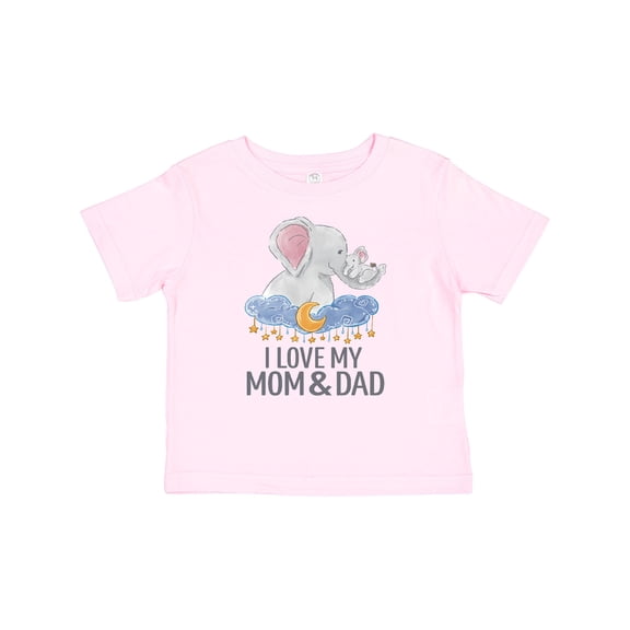 Inktastic I Love My Mom and Dad Cute Elephants in Night Sky Boys or Girls Baby T-Shirt