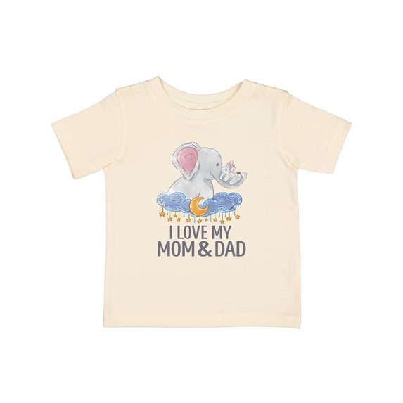 Inktastic I Love My Mom and Dad Cute Elephants in Night Sky Boys or Girls Baby T-Shirt