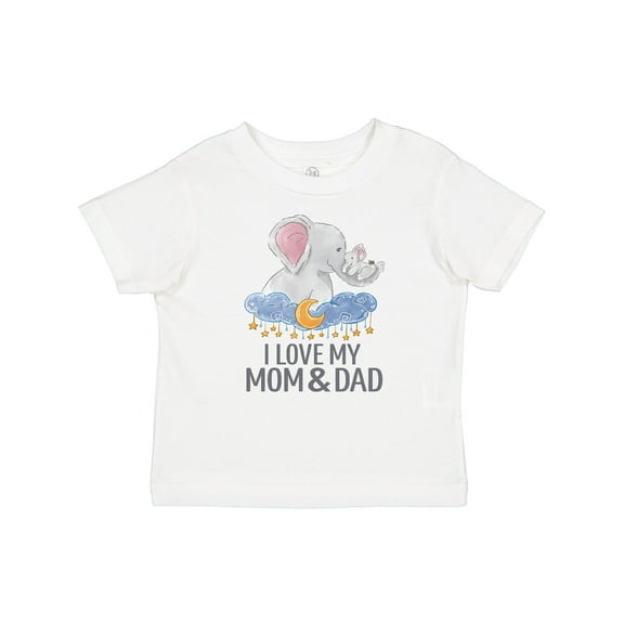 Inktastic I Love My Mom and Dad Cute Elephants in Night Sky Boys or Girls Baby T-Shirt