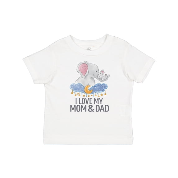 Inktastic I Love My Mom and Dad Cute Elephants in Night Sky Boys or Girls Baby T-Shirt