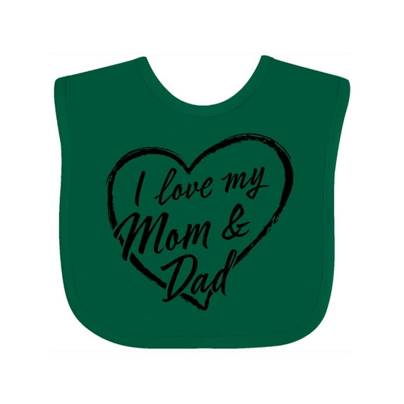 Inktastic I Love My Mom and Dad in Black Chalk Heart Boys or Girls Baby Bib