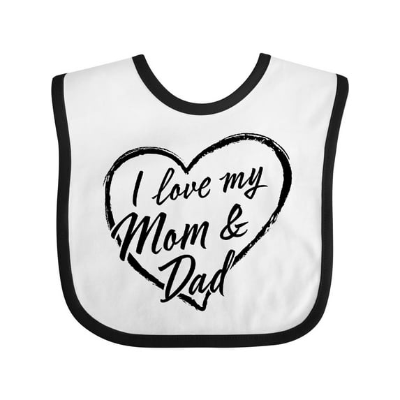 Inktastic I Love My Mom and Dad in Black Chalk Heart Boys or Girls Baby Bib