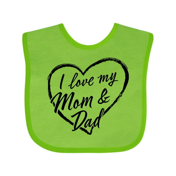 Inktastic I Love My Mom and Dad in Black Chalk Heart Boys or Girls Baby Bib