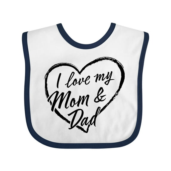 Inktastic I Love My Mom and Dad in Black Chalk Heart Boys or Girls Baby Bib