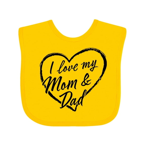 Inktastic I Love My Mom and Dad in Black Chalk Heart Boys or Girls Baby Bib