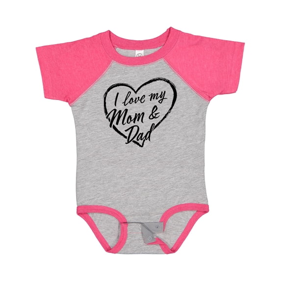 Inktastic I Love My Mom and Dad in Black Chalk Heart Boys or Girls Baby Bodysuit