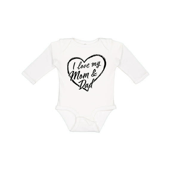 Inktastic I Love My Mom and Dad in Black Chalk Heart Boys or Girls Long Sleeve Baby Bodysuit