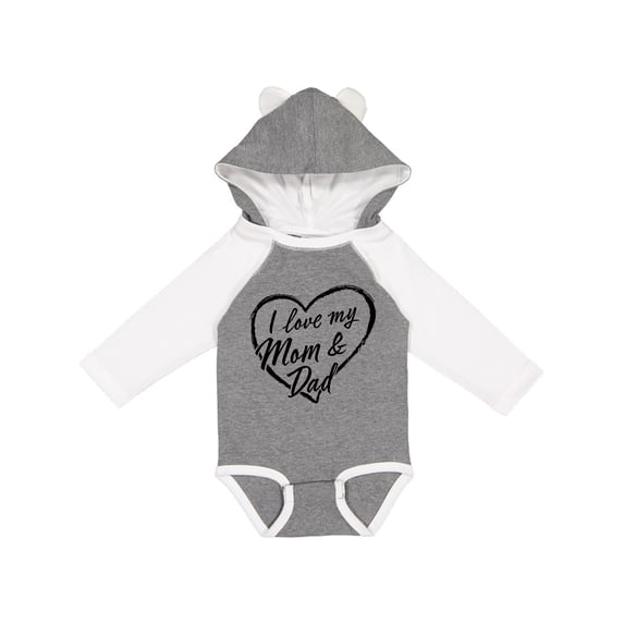 Inktastic I Love My Mom and Dad in Black Chalk Heart Boys or Girls Long Sleeve Baby Bodysuit