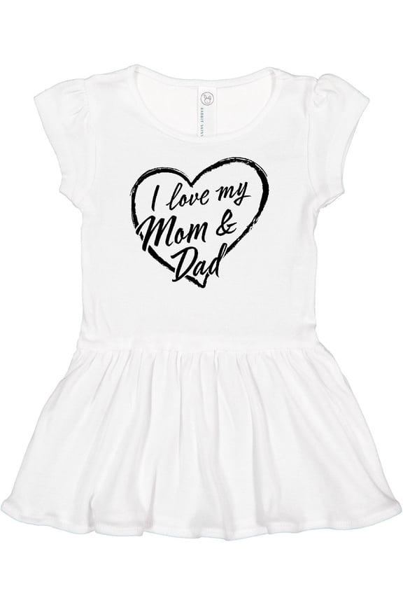 I Love My Mom and Dad in Black Chalk Heart Girls Baby Dress