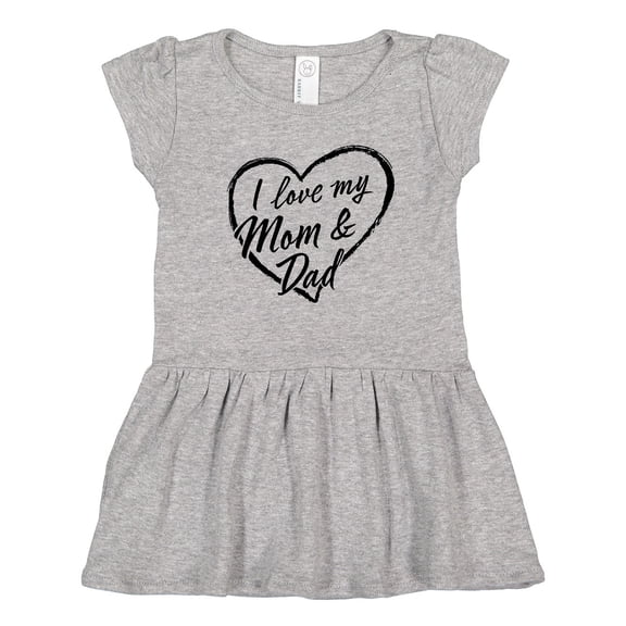 Inktastic I Love My Mom and Dad in Black Chalk Heart Girls Toddler Dress