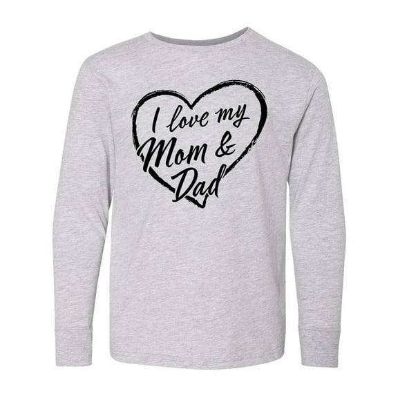Inktastic I Love My Mom and Dad in Black Chalk Heart Long Sleeve Youth T-Shirt